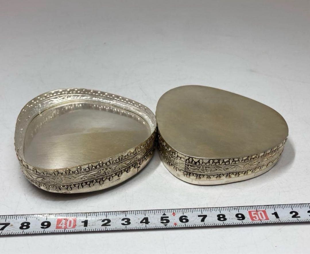 中国古玩 粉彩シャム銀蓋物