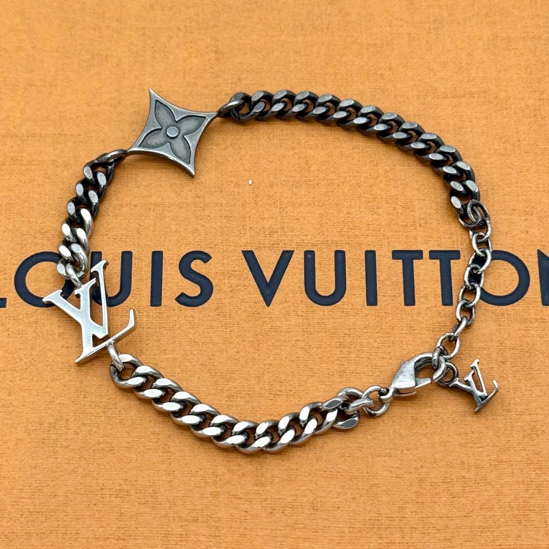 美品 ルイヴィトン ブレスレット LV インスティンクト シルバー ブラック