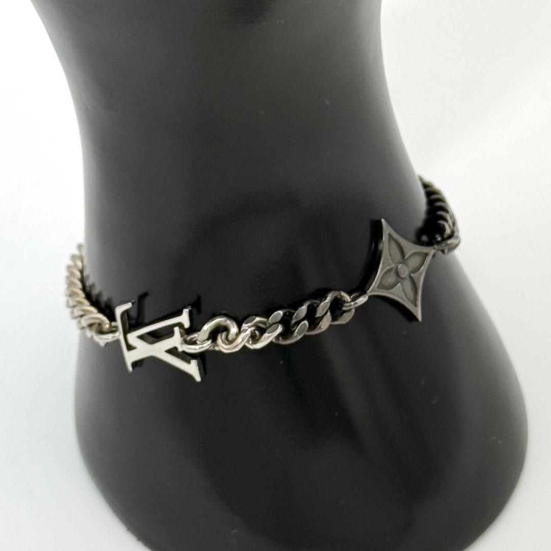 美品 ルイヴィトン ブレスレット LV インスティンクト シルバー ブラック