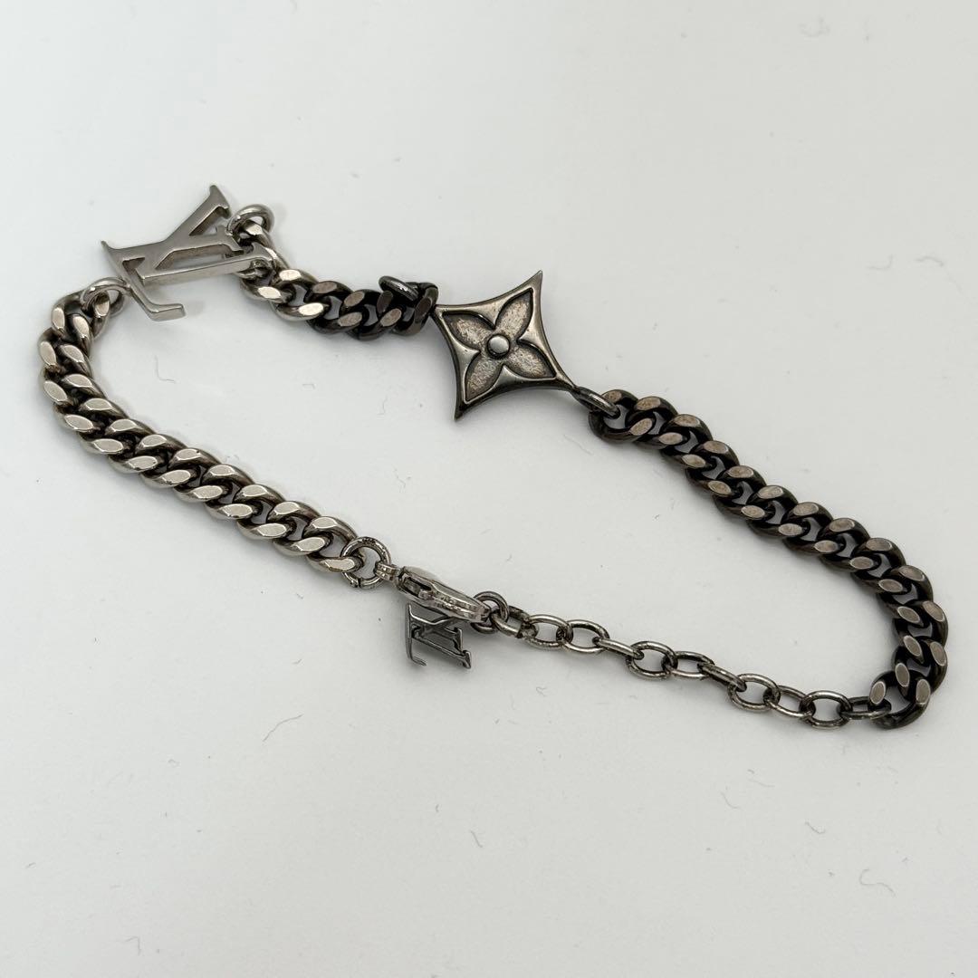 美品 ルイヴィトン ブレスレット LV インスティンクト シルバー ブラック