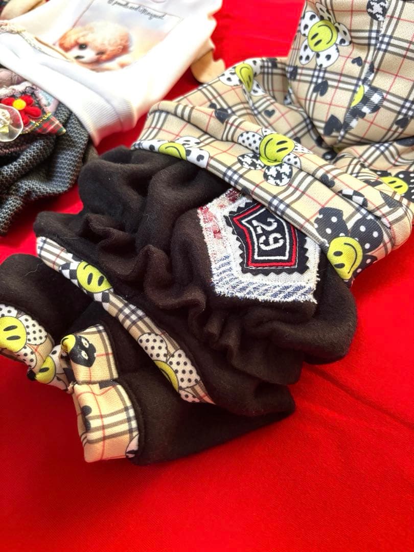 ハンドメイド犬服　新作セール　男の子用　スカート付き　ロンパース　完成品3点