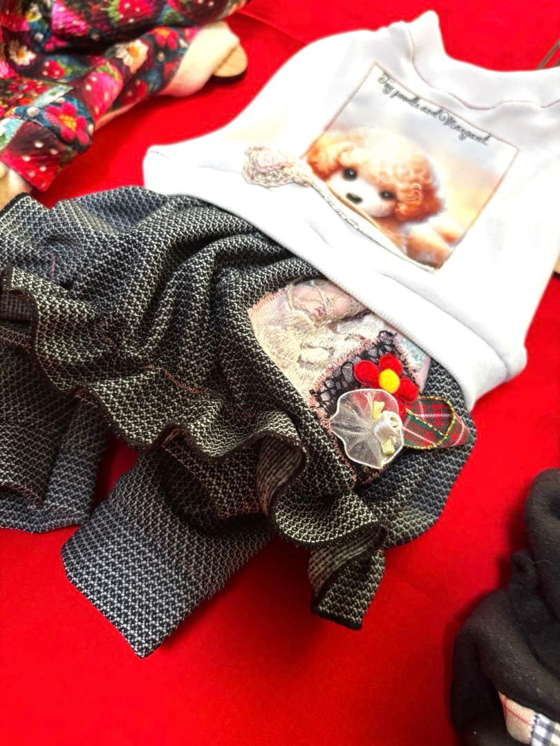 ハンドメイド犬服　新作セール　男の子用　スカート付き　ロンパース　完成品3点