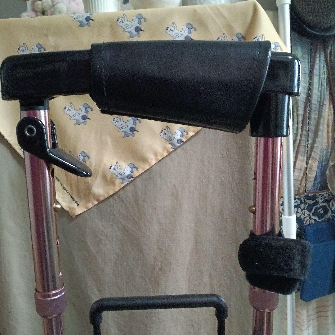 黒いナイロン製キャリーカート 杖代わりに利用