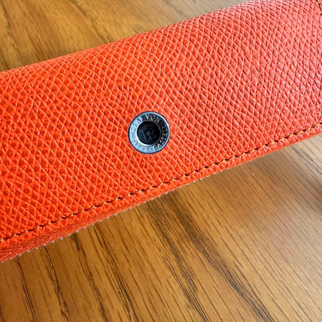 ファーバーカステル　グレインレザーペンケース オレンジ