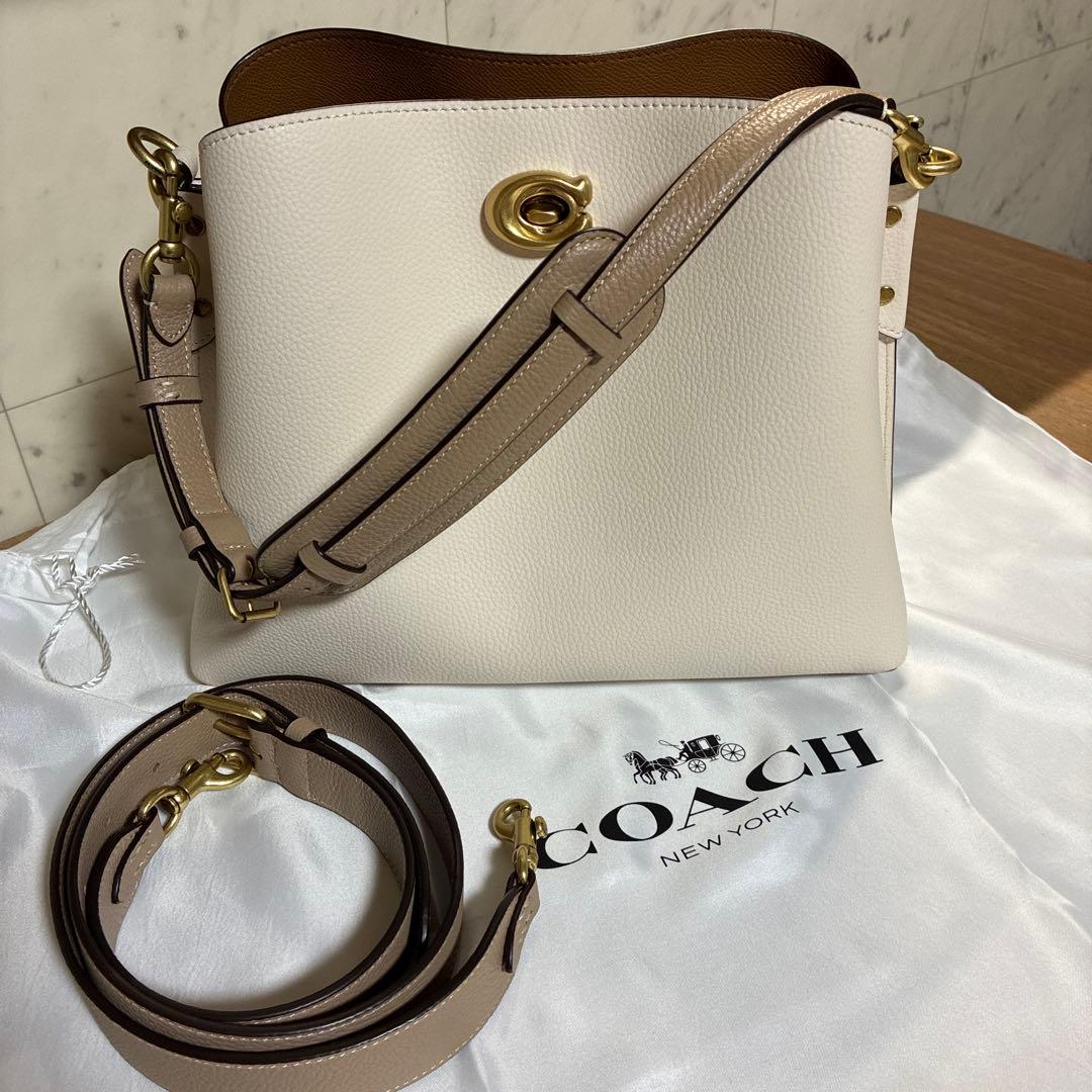 コーチ　ウィロウ ショルダー バッグ ベージュ　ストラップあり