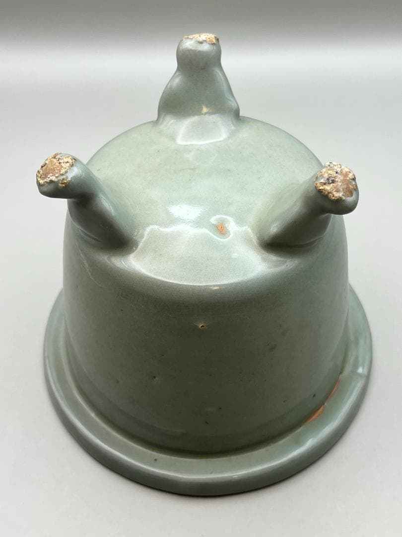 【海】李朝　青磁香炉　陰刻回字文　時代物　骨董品　李朝美術品