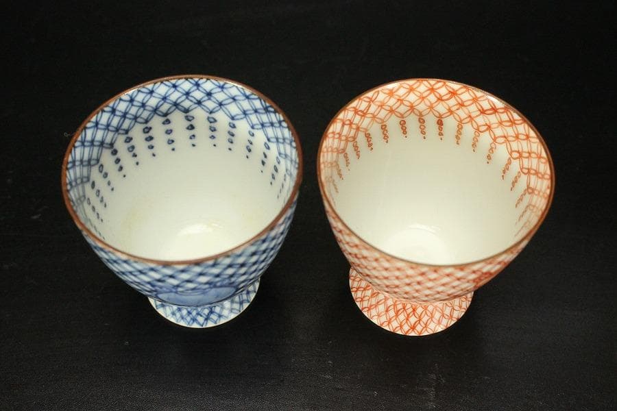 ぐい吞 七宝 赤七宝 平安 助田正山造 共箱(メ1230)