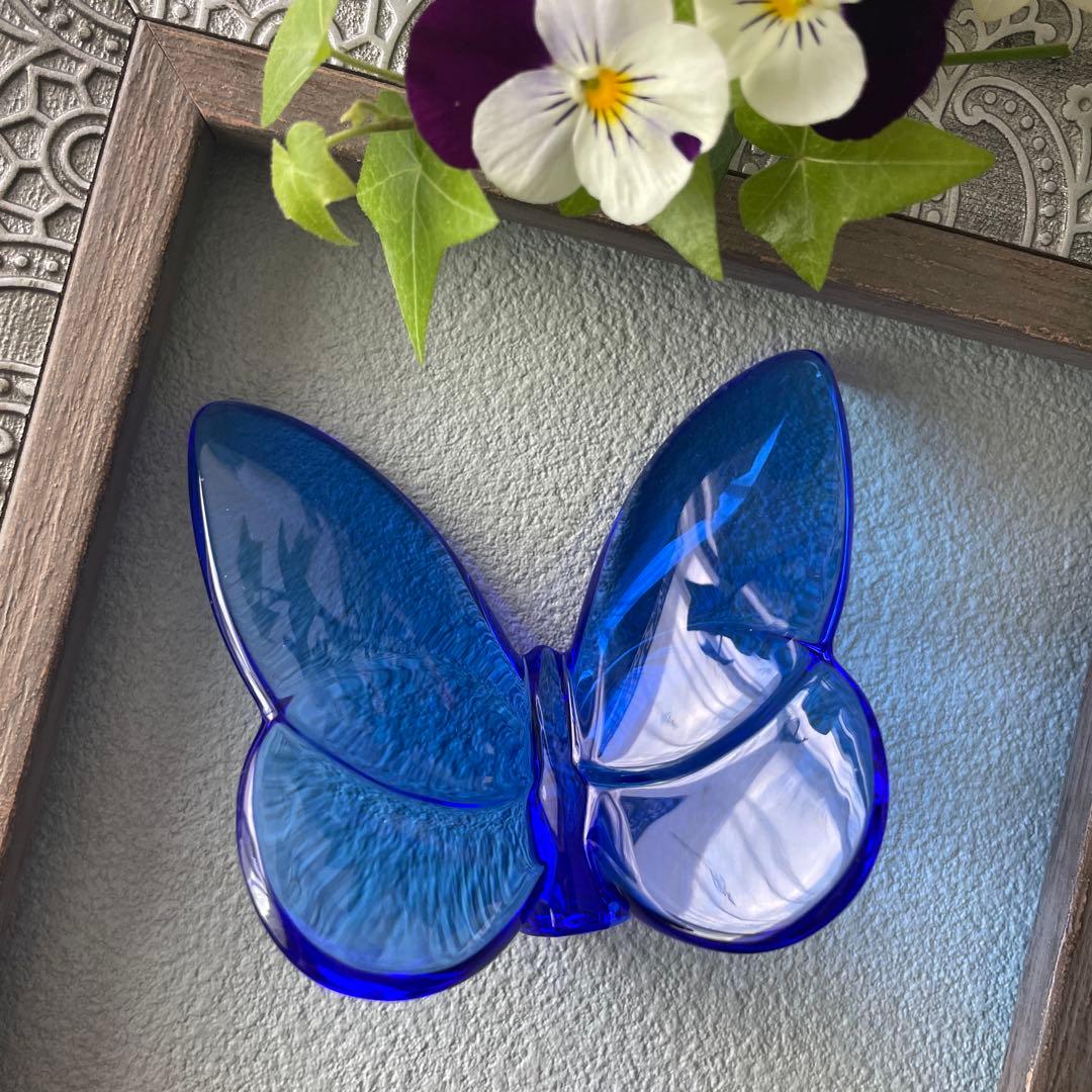 Baccarat ラッキーバタフライ クリスタルガラス ブルー