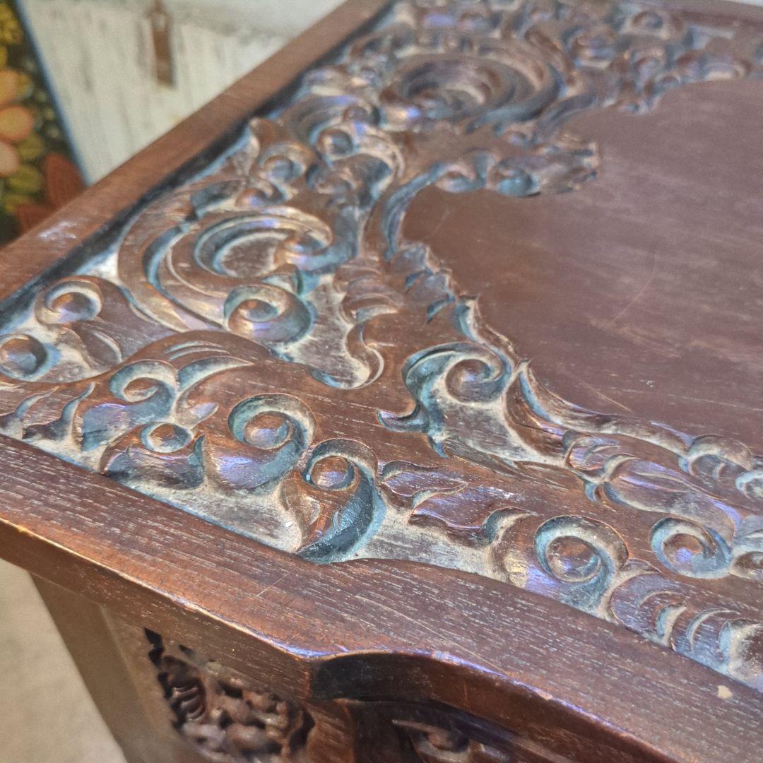 ヴィンテージ 木製彫刻 猫脚 キャビネット ダークブラウン