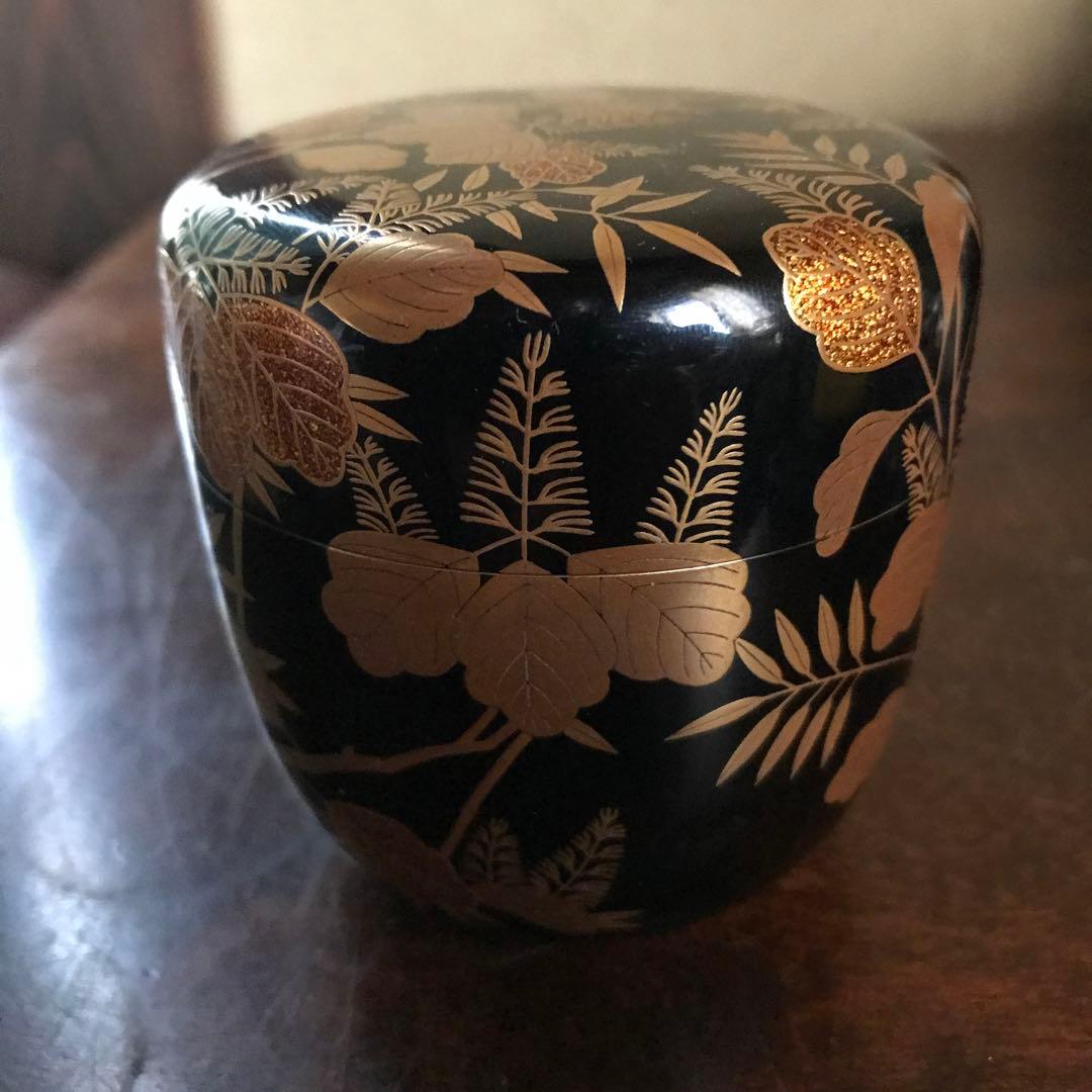 美品　希少　茶道具　棗　大棗　嵯峨蒔絵　村田宗覚　直径7×高7cm