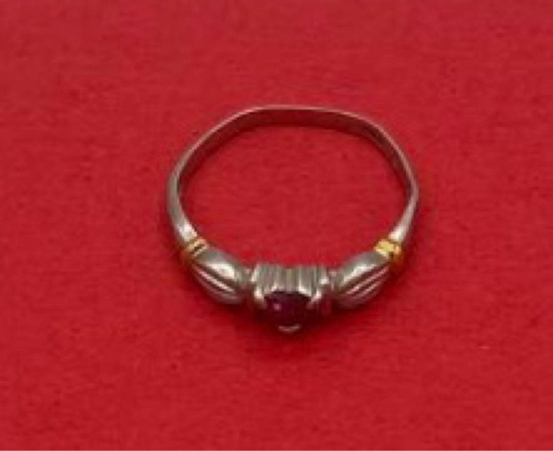 y*い様 K18刻印 ルビー付き ゴールドリング 指輪 総重量2.5g