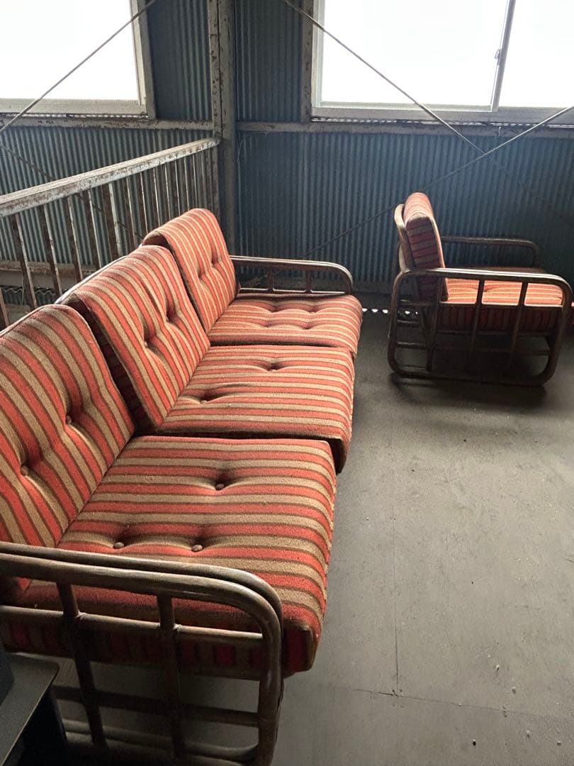 ラタン　ソファセット　籐　ミッドセンチュリー