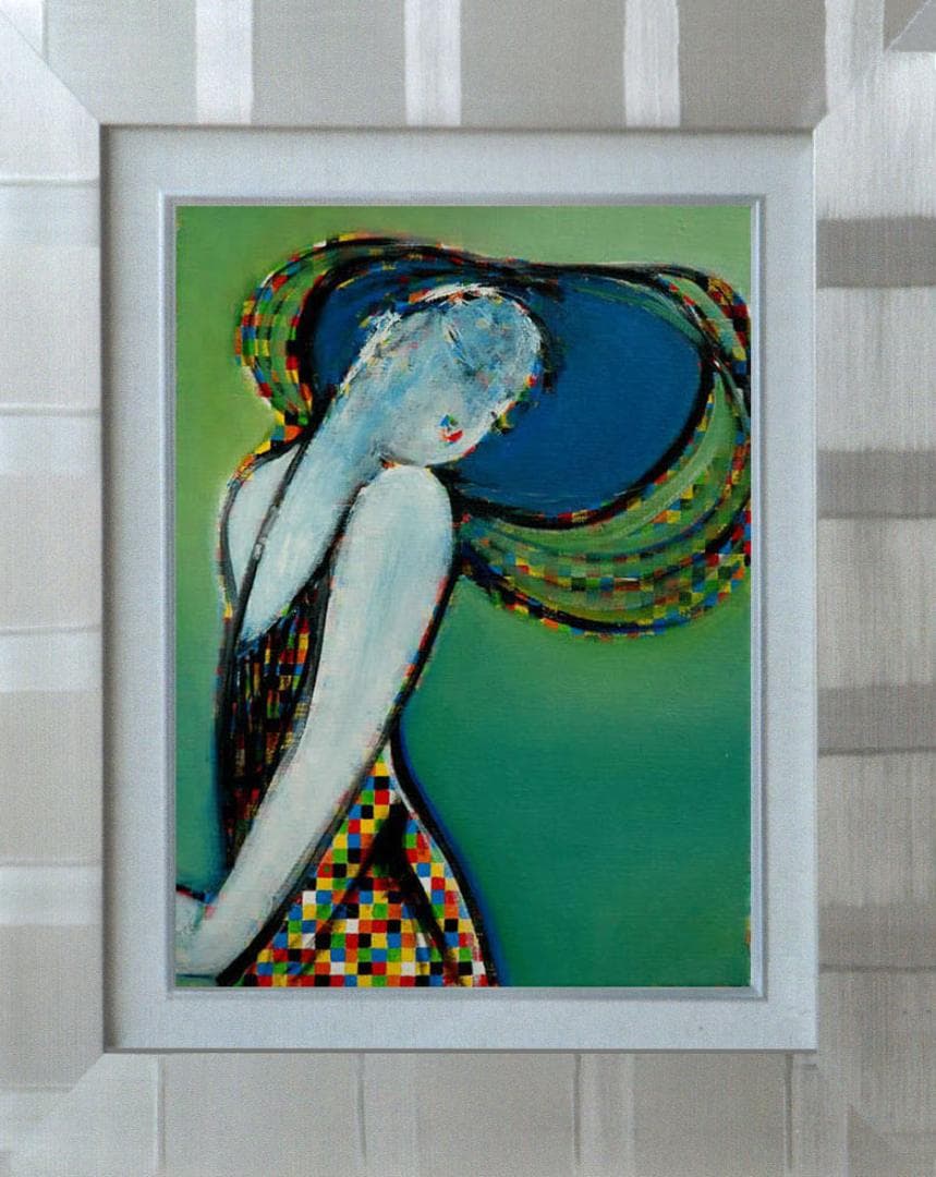 油絵 菅家令子 絵 絵画インテリア 額付(黒) uF6-083511 人物 女性