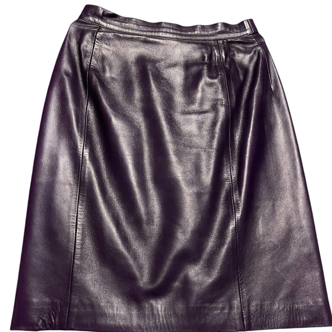 【美品】GUCCI レザー スカート 42 ワインレッド