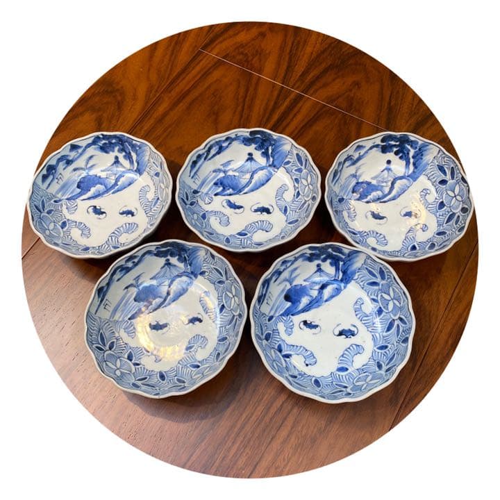 皿　古伊万里染付　5枚セット