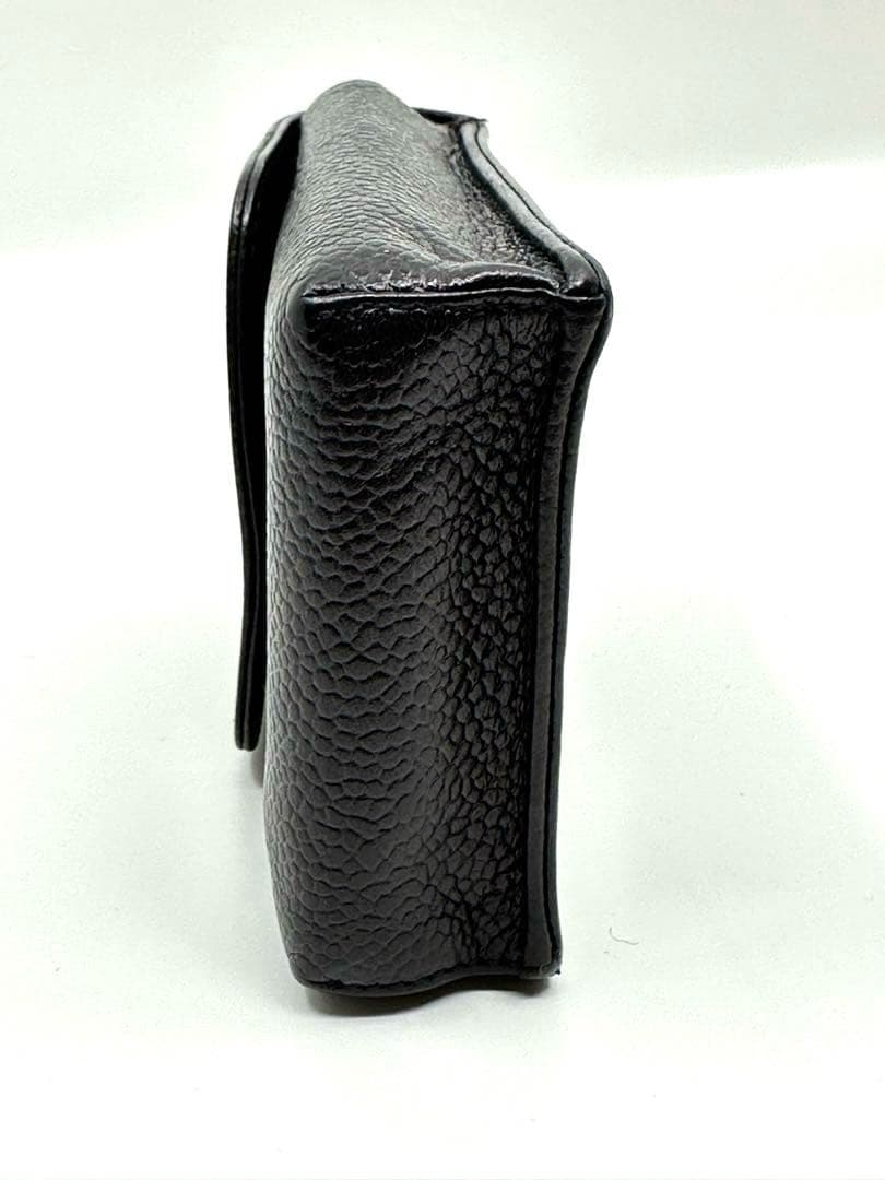【美品】CHANEL シガレットケース　キャビアスキン　ブラックレザー