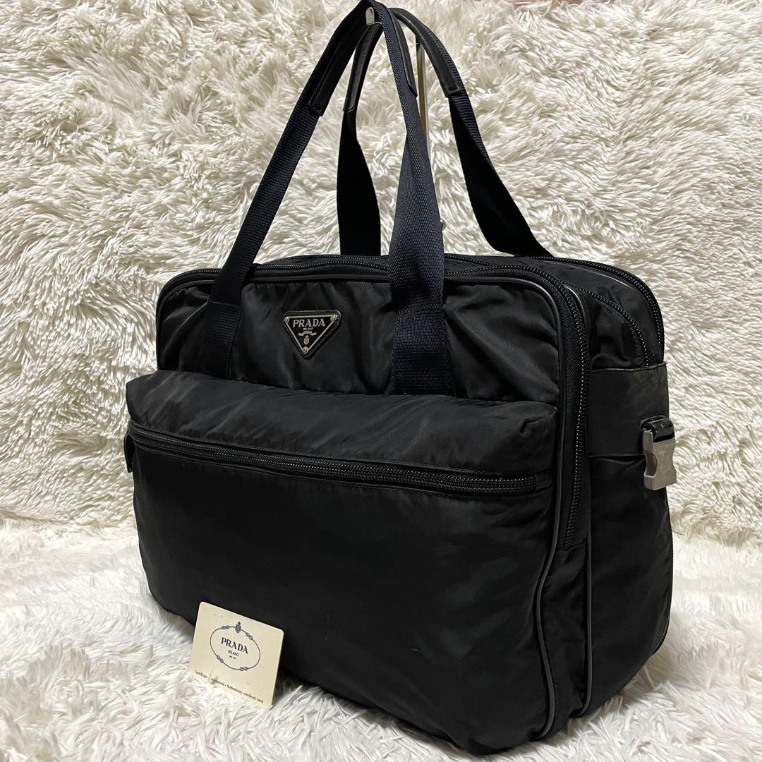 【良品】PRADA プラダ　ビジネス　ブリーフケース　ナイロン　ブラック　メンズ