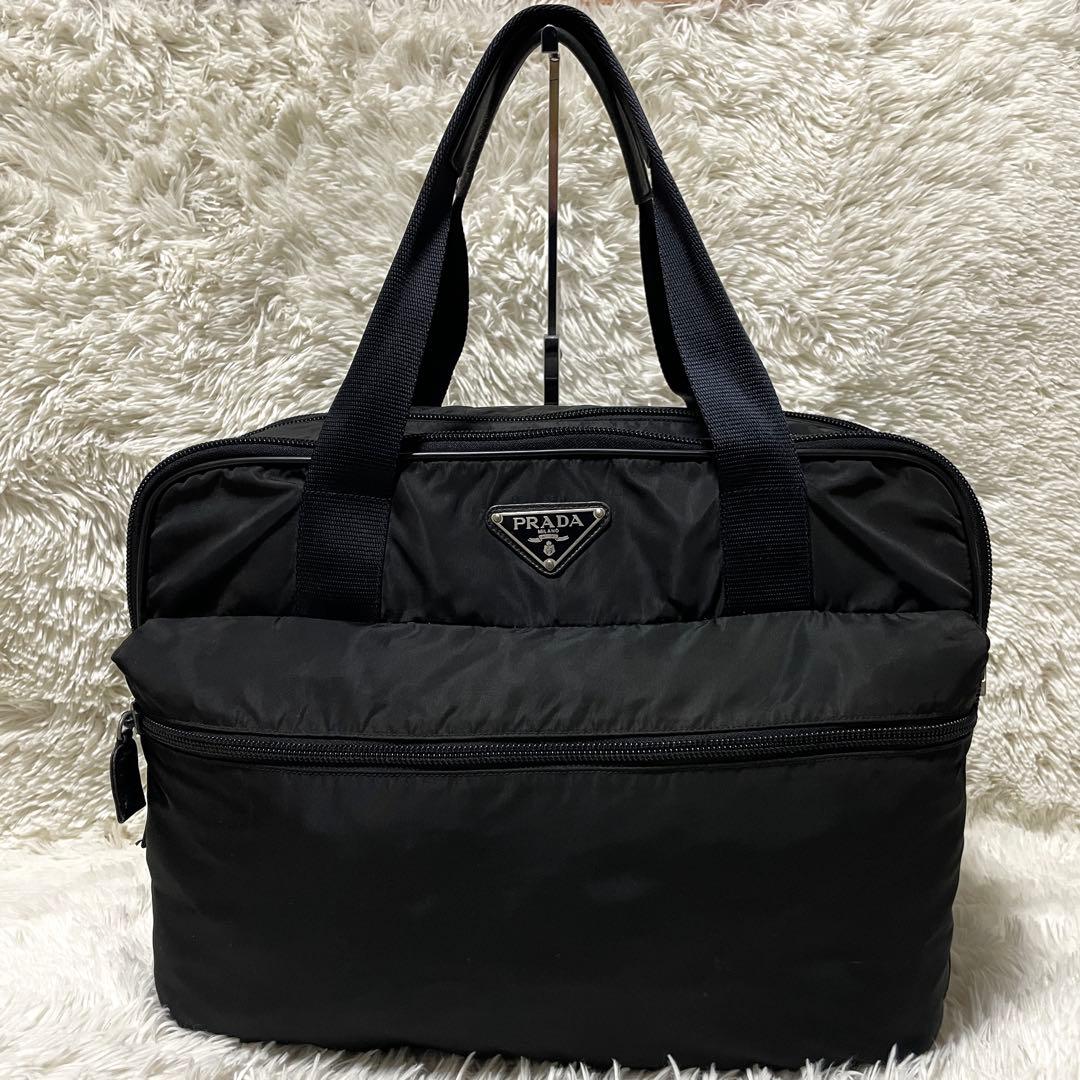【良品】PRADA プラダ　ビジネス　ブリーフケース　ナイロン　ブラック　メンズ
