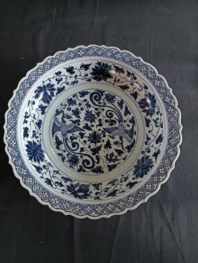 元代　鳳凰図大皿　劉書芬　作