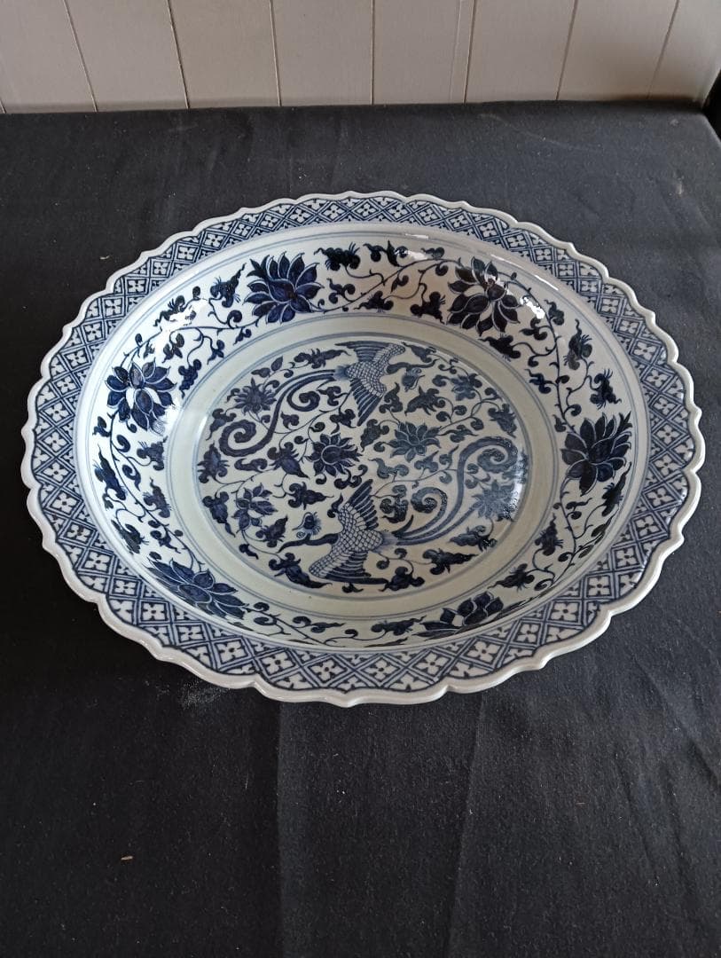 元代　鳳凰図大皿　劉書芬　作