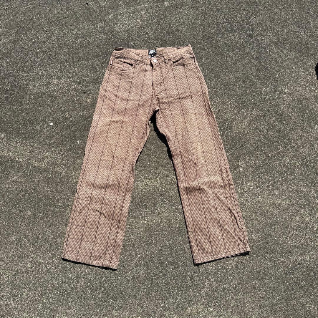 パンツ 90s OLD STUSSY brown check chino pants