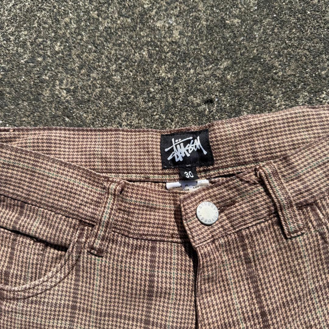 パンツ 90s OLD STUSSY brown check chino pants