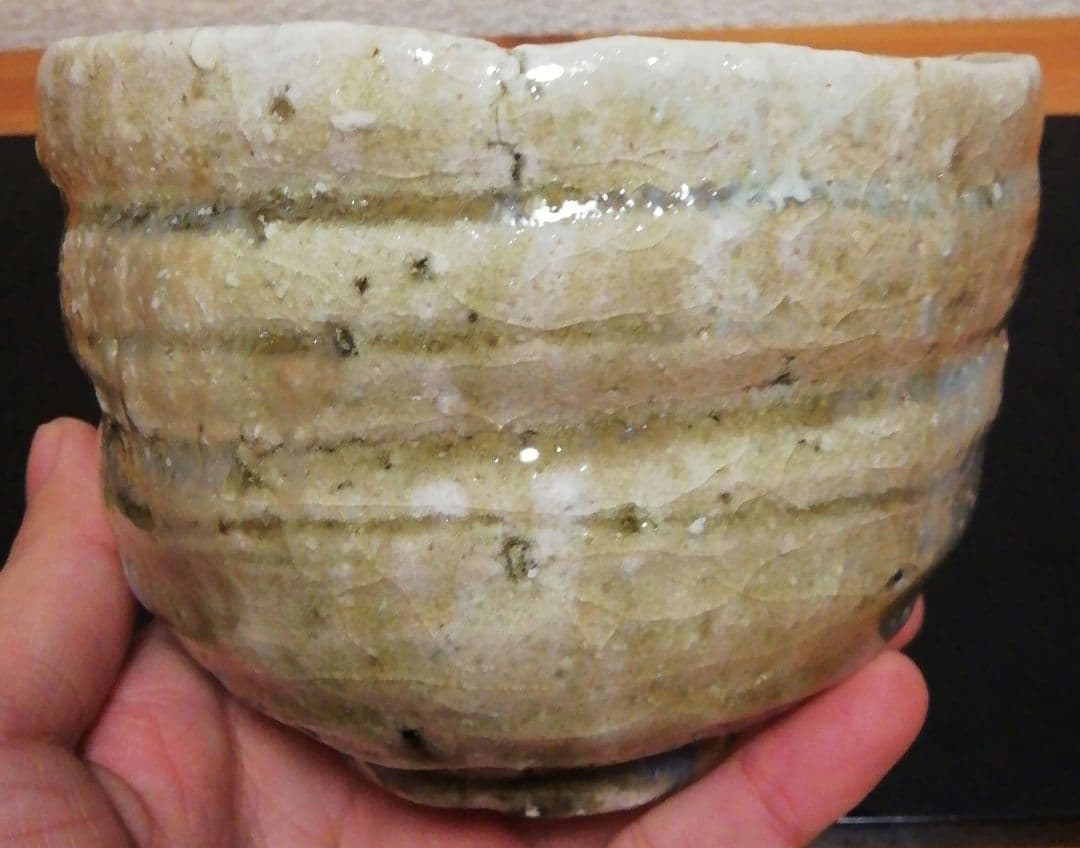 立花大亀書付　水野澤三作　古美濃　茶碗　共箱　略歴付　茶道具