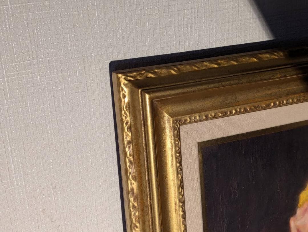 【真作】絵画　長生玲子　油彩10号　花瓶のバラ　彩り豊か　箱・黄袋入　Y150