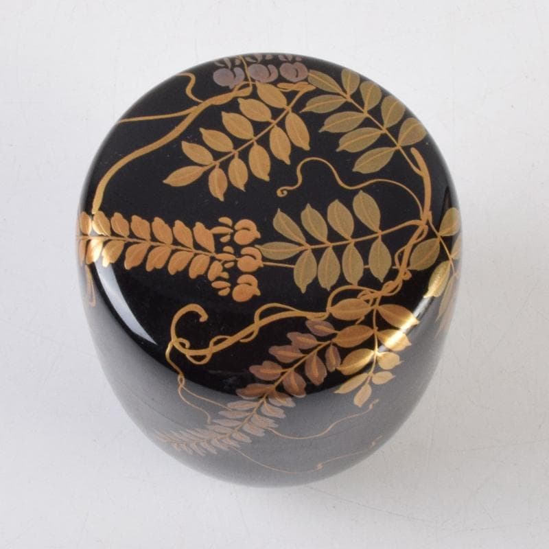 茶道具　輪島塗　荒井喜峰作　藤蒔絵　大棗　共箱　V　9102