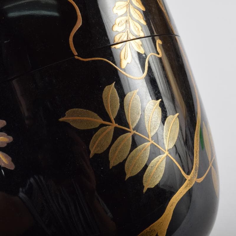 茶道具　輪島塗　荒井喜峰作　藤蒔絵　大棗　共箱　V　9102