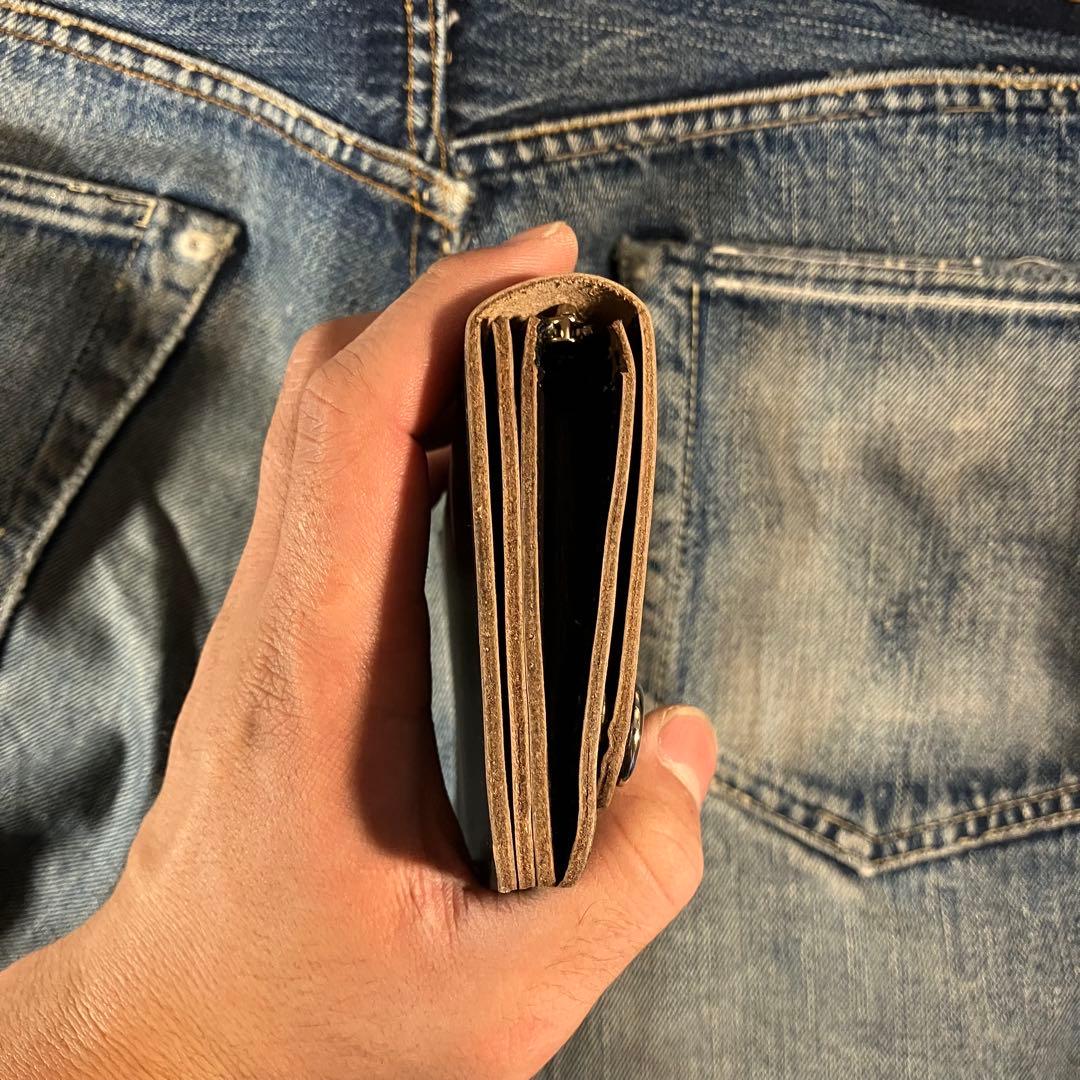 お札が折れない！ミドルトラッカーウォレット 3層 シルバー 栃木レザー