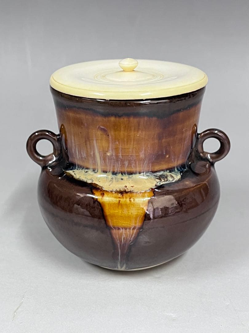 E573 茶入　鮟鱇　桶谷定一　茶道具　茶器　茶入耳付