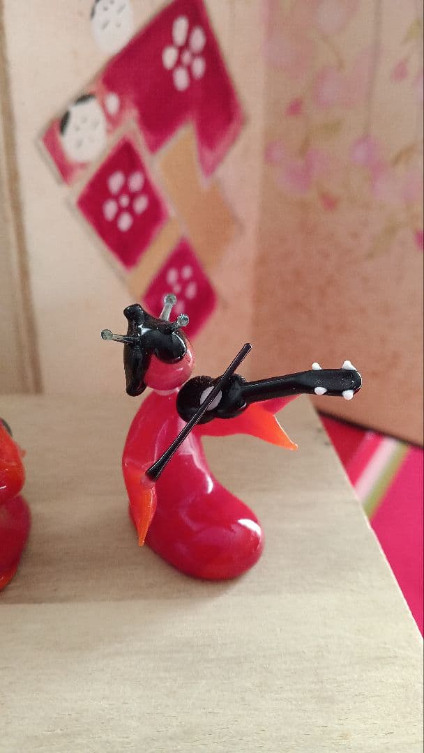 ベネチアングラス　ミニチュア　お囃子　オリエンタル　雛の時期にも