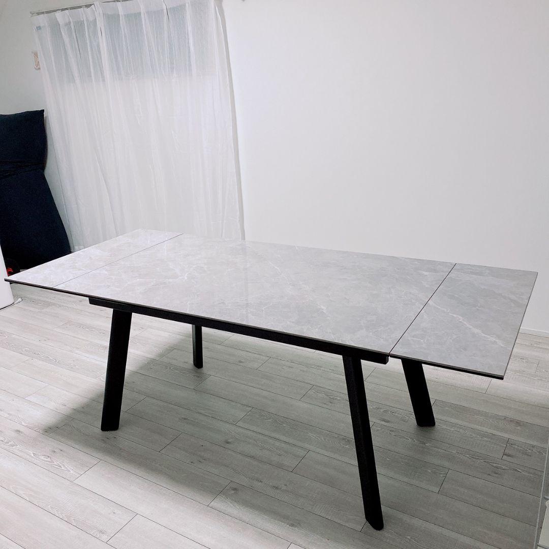 【美品】伸長ダイニングテーブル 幅140~200 4人〜6人掛け セラミック