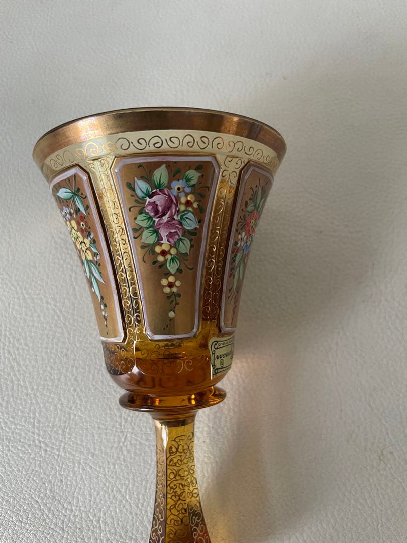 エーゲルマン ハンドベル 呼び鈴 チェコ共和国 製 ボヘミアガラス アンバー