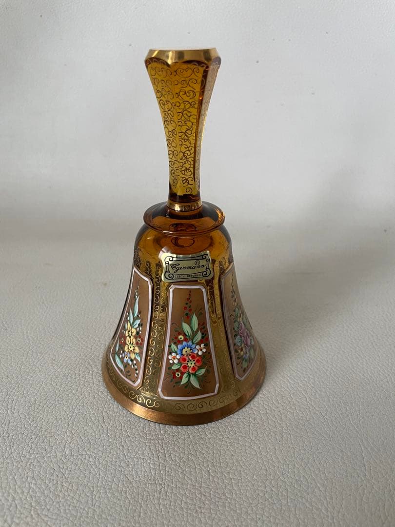 エーゲルマン ハンドベル 呼び鈴 チェコ共和国 製 ボヘミアガラス アンバー
