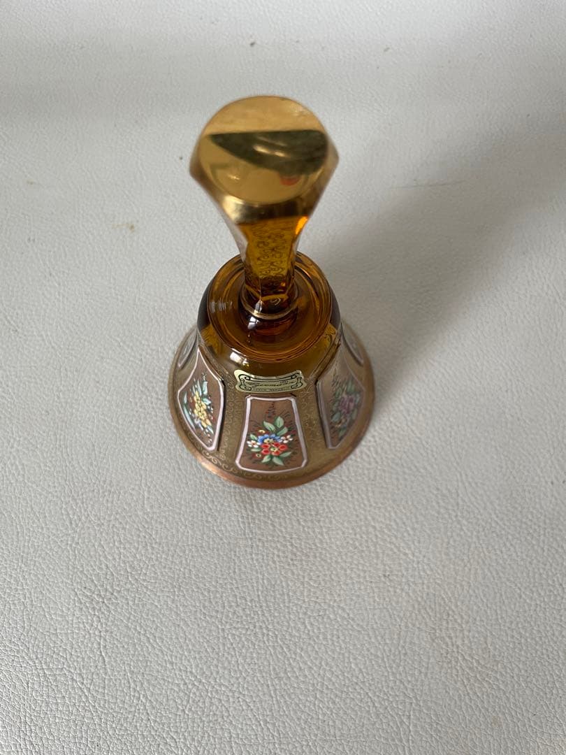 エーゲルマン ハンドベル 呼び鈴 チェコ共和国 製 ボヘミアガラス アンバー