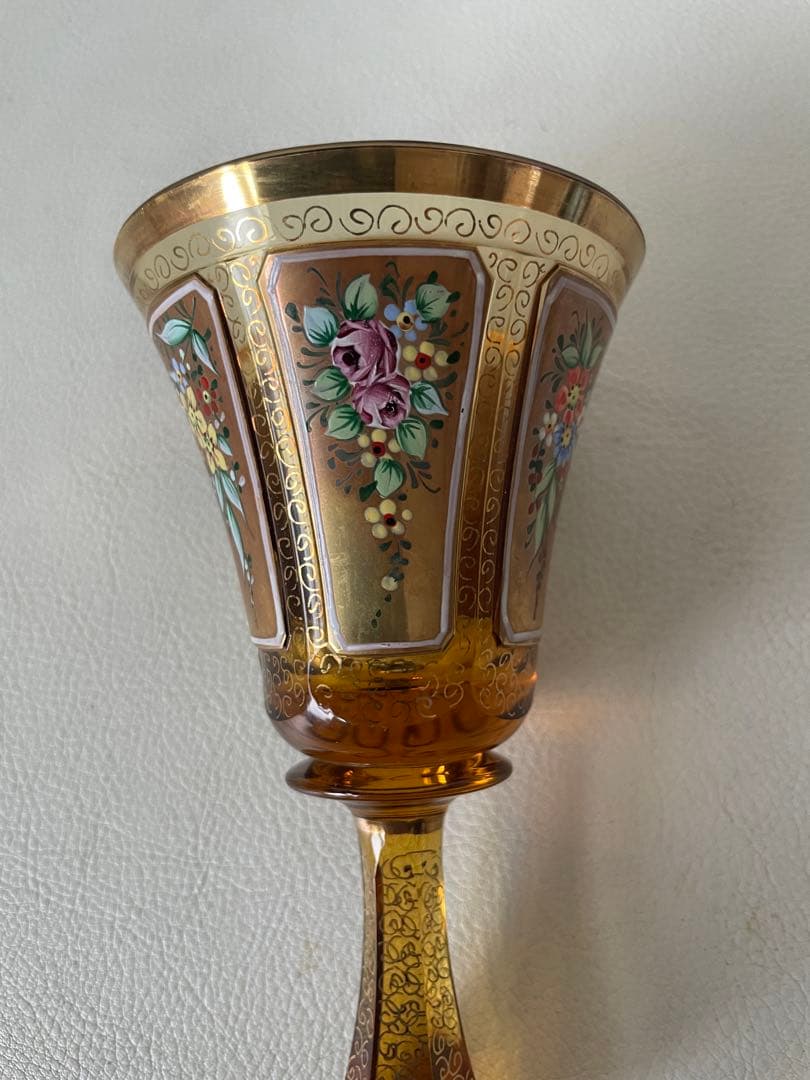 エーゲルマン ハンドベル 呼び鈴 チェコ共和国 製 ボヘミアガラス アンバー