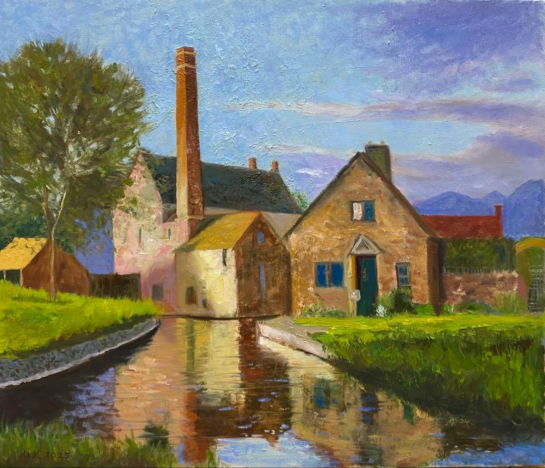 イギリスの田舎街 F10 風景画 油彩画 oil painting art