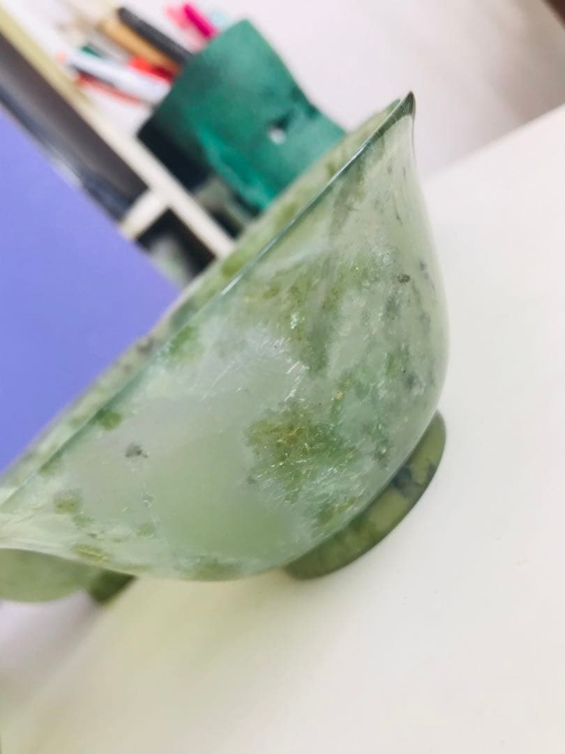 玉杯 緑玉 盃 中国美術　天然石　皿 茶碗 5枚　茶道具 茶器