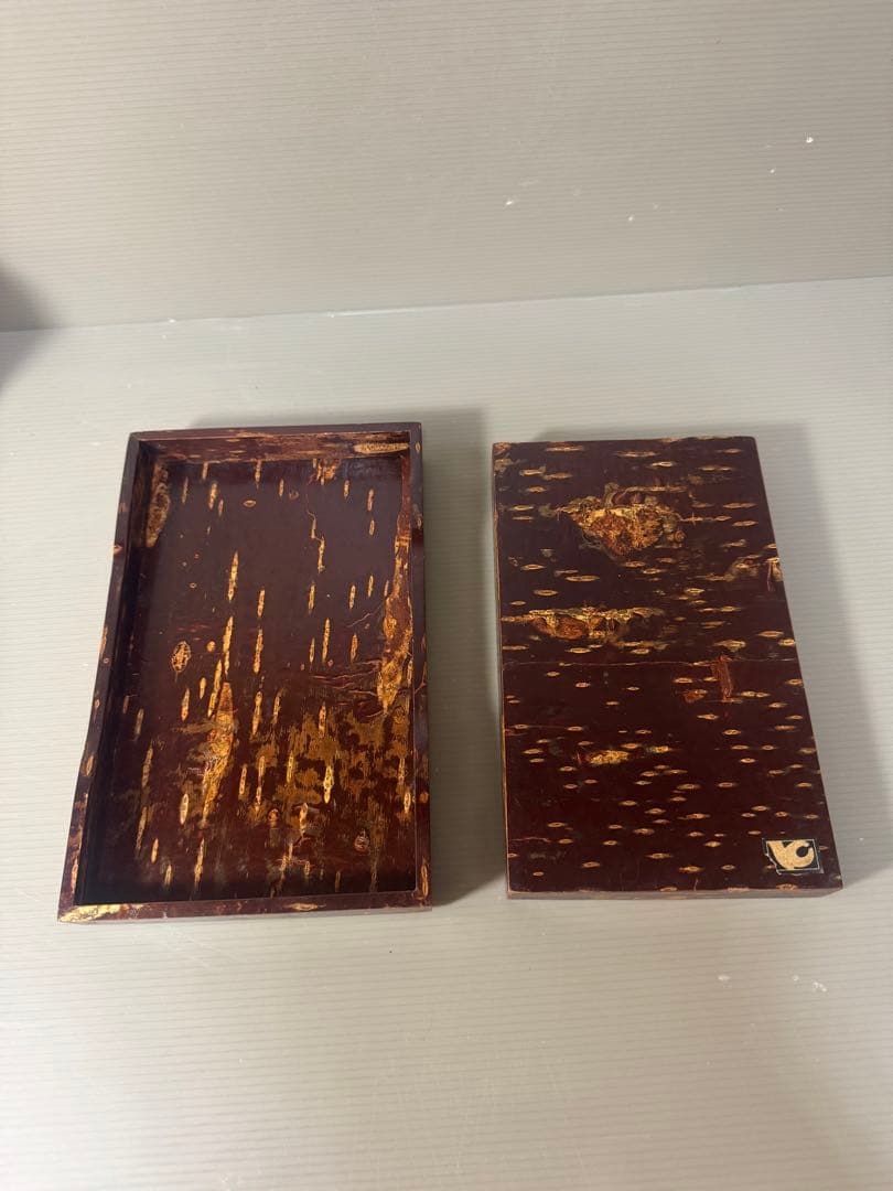2354 桜皮細工　樺細工　蓋型小物入れ3客　茶入1客