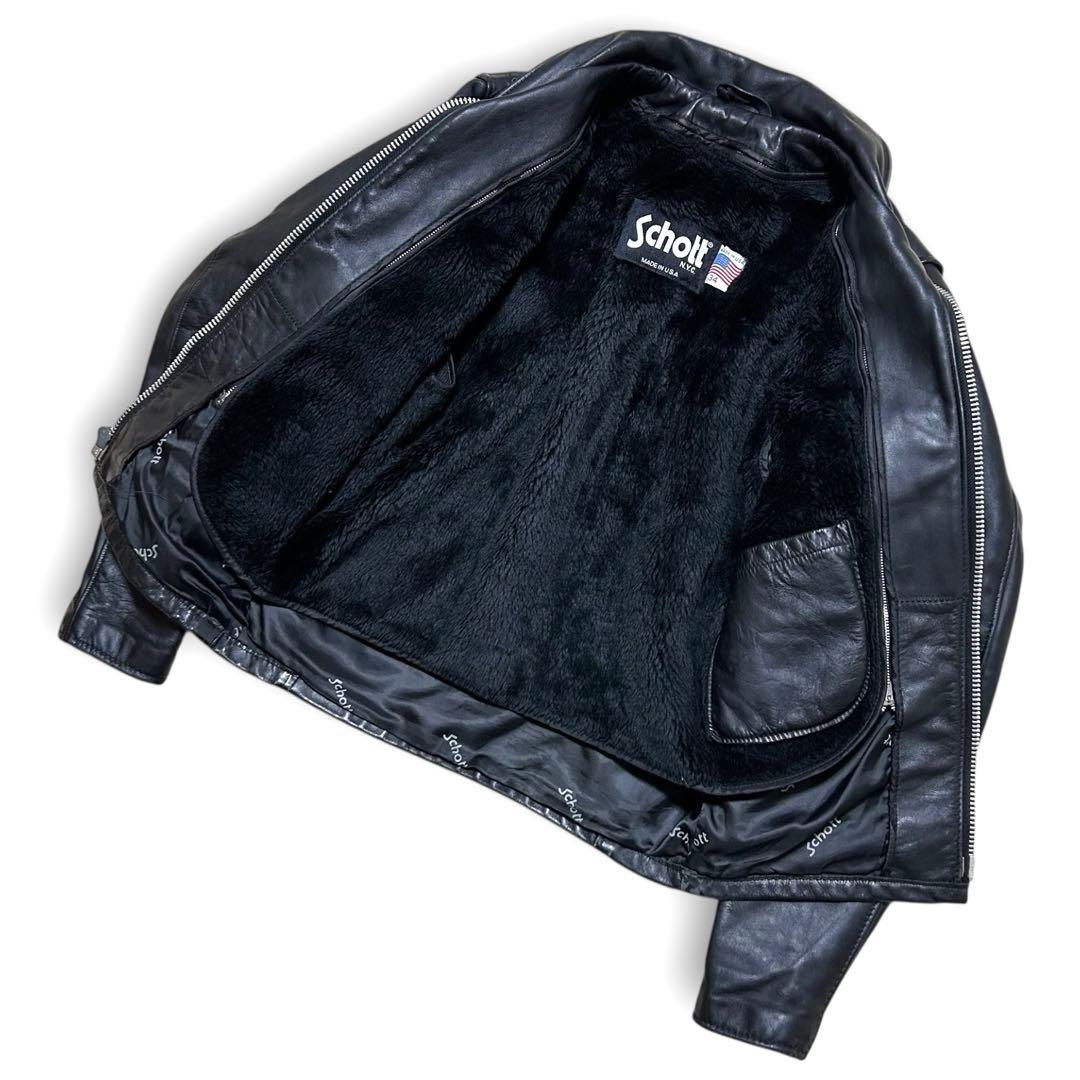 専用！品番 Schott 643 レザー シングルライダース 34 ボアライナー