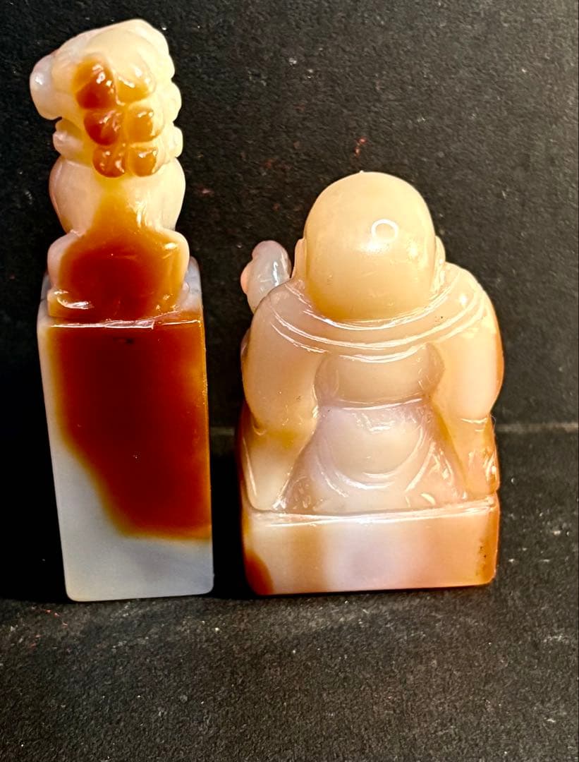 瑪瑙の印材（3個未使用）碧玉印材（1個未使用）