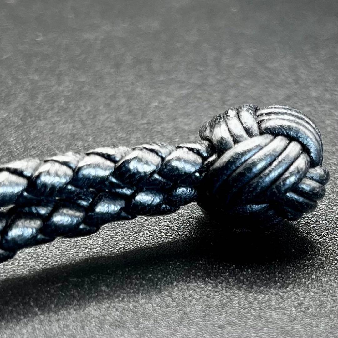 【美品】 ボッテガヴェネタ 2連 編み込み レザーブレスレット 黒 19cm