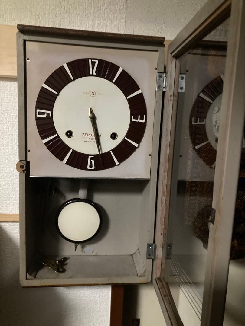 SEIKOSHA アンティーク柱時計14日巻 昭和レトロ 稼働中
