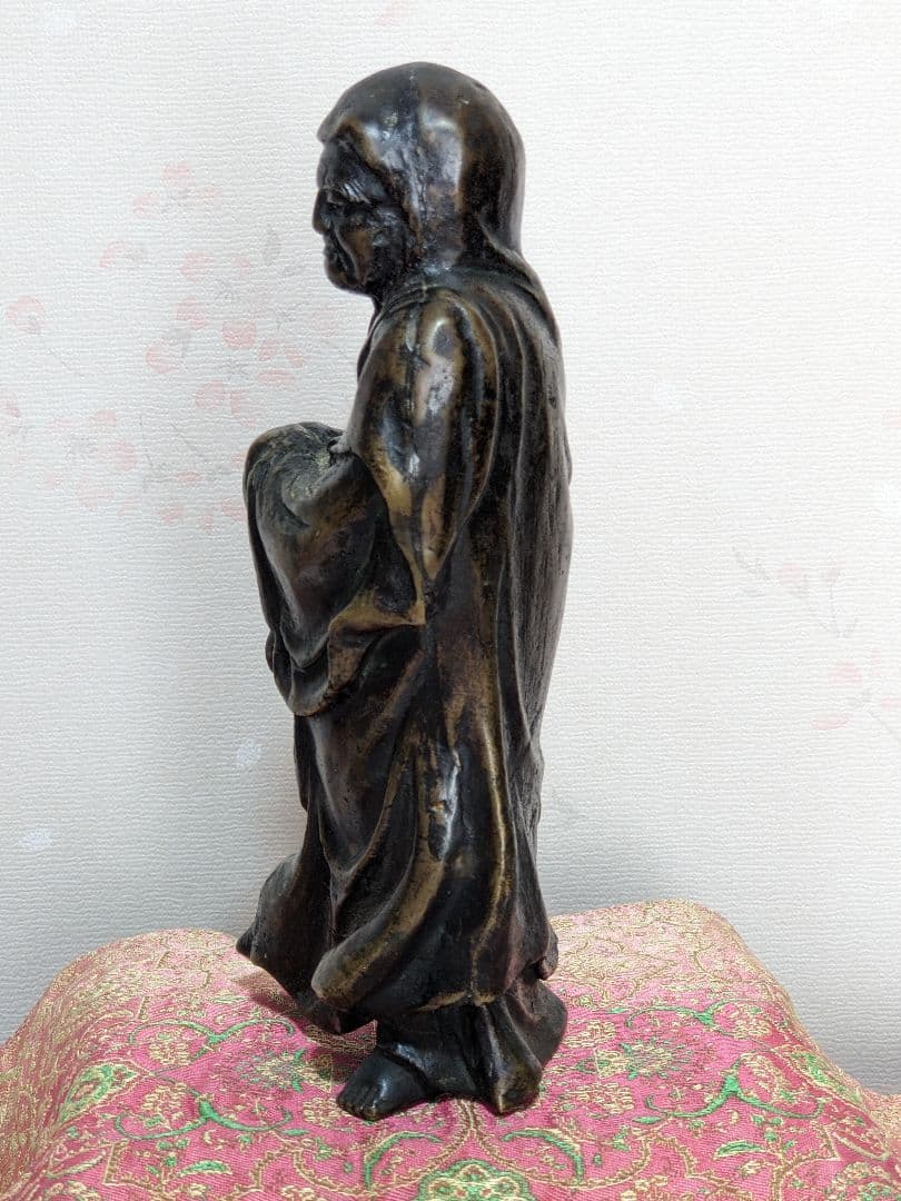 ♦銅器 達磨大師像 銅製 ？高岡銅器 開運 縁起物 置物 飾りレア物 骨董品