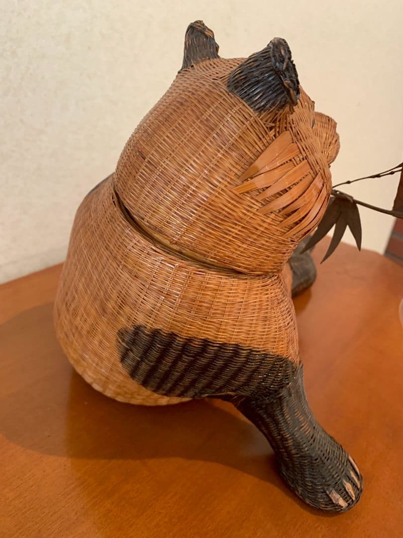 パンダ 竹製 籠 上海 中国 工芸品 小物入れ 籐 アンティーク レトロ