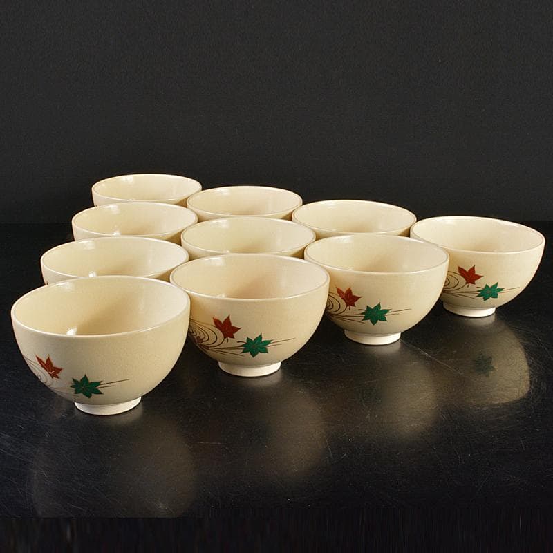 京焼　平安原平造　色絵金彩　仁清写　雲錦　数茶碗　十客　共箱　M　R7414B