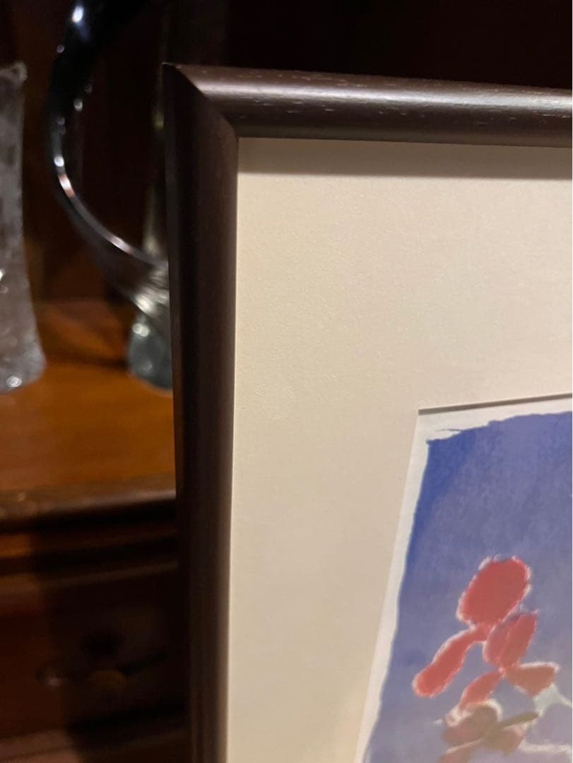 ベルナール カトラン 青い背景のアイリスの花束 2枚 セット 額縁 アート