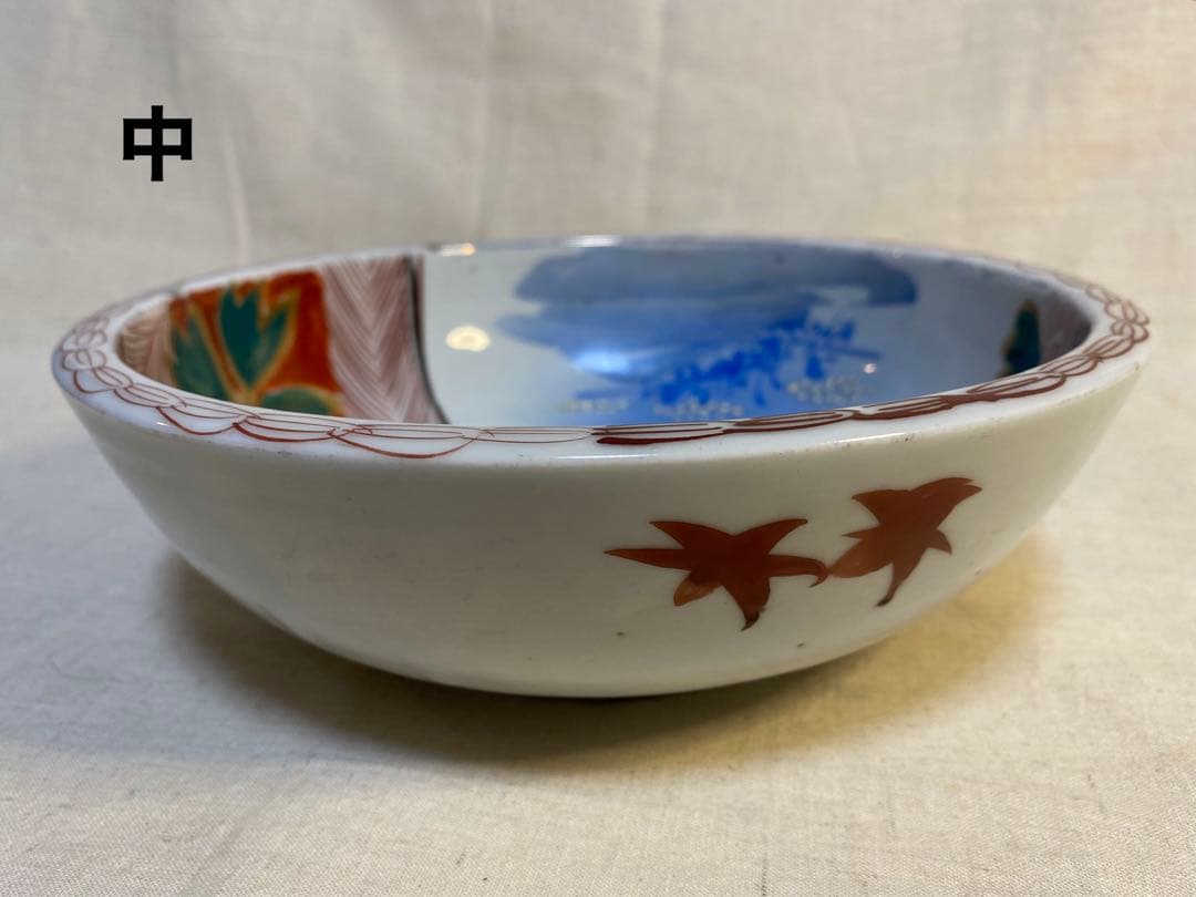 伊万里　古伊万里　鉢　三つ鉢　入れ子　色絵　蝶の図　花の図